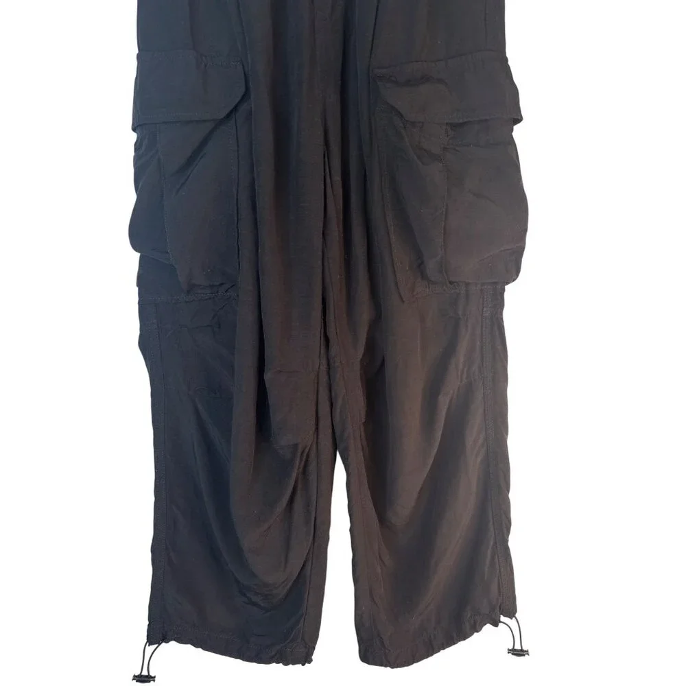 ZARA Cargo Pants XS Black Viscose & Linen